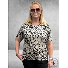 KAFFE CURVE Trui Lizzy Feather Black Leopard